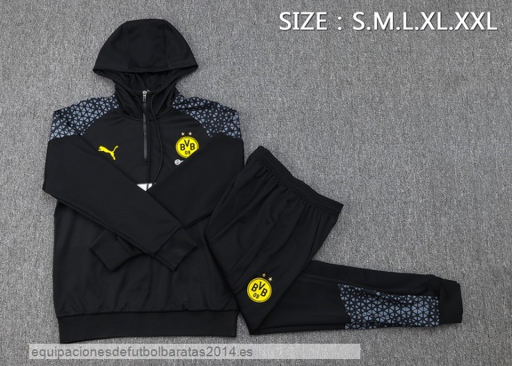 Nuevo Conjunto Completo Chaqueta Con Capucha Borussia Dortmund 23/24 Negro Gris Baratas